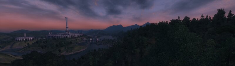 Castle on a Hill — Purple, Serene, Sunset, 3d Render, Mountains