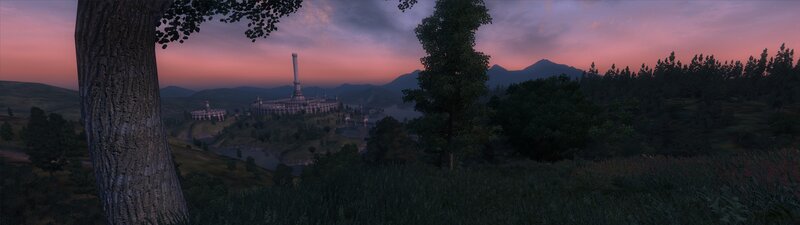 Castle on a Hill — Purple, Serene, Sunset, 3d Render