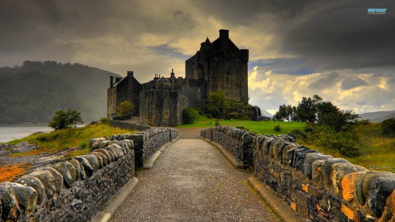 castle on a hill with stone path