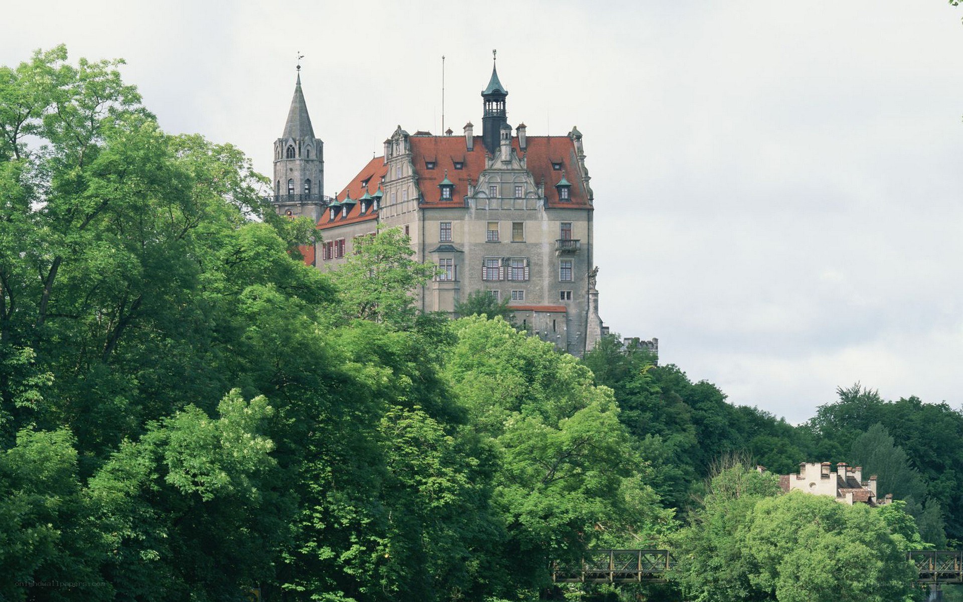 castle on a hill with trees