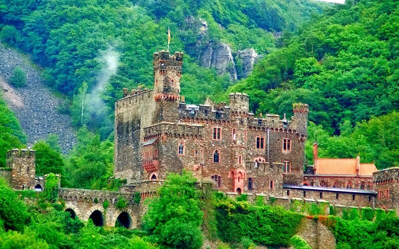 Castle on a Hillside — Green, Serene, Photograph