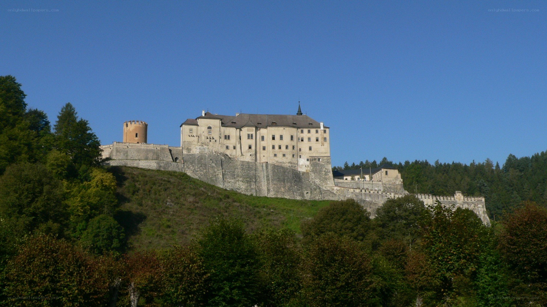 castle on a hilltop