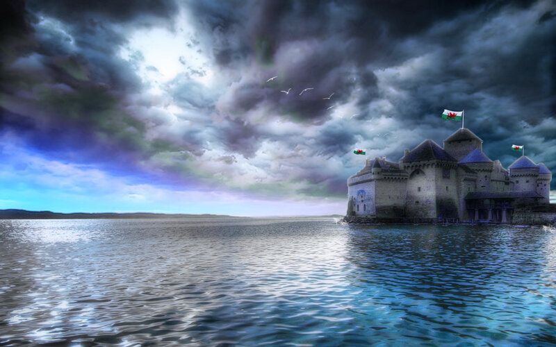 Castle on a Lake — Blue
