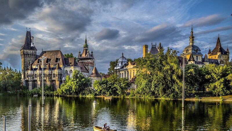 Castle on a Lake — Green, Dramatic