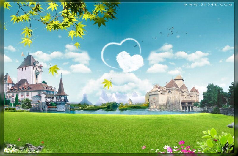 Castle on a Lake — Green, Serene, Afternoon