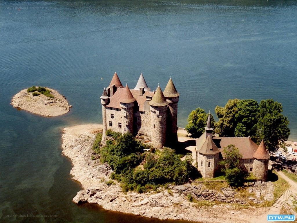 Castle on a lake island