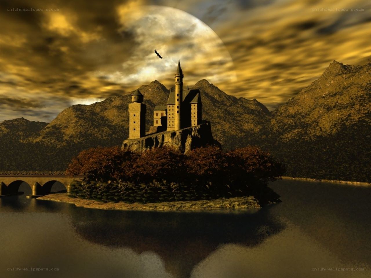 Castle on a lake island