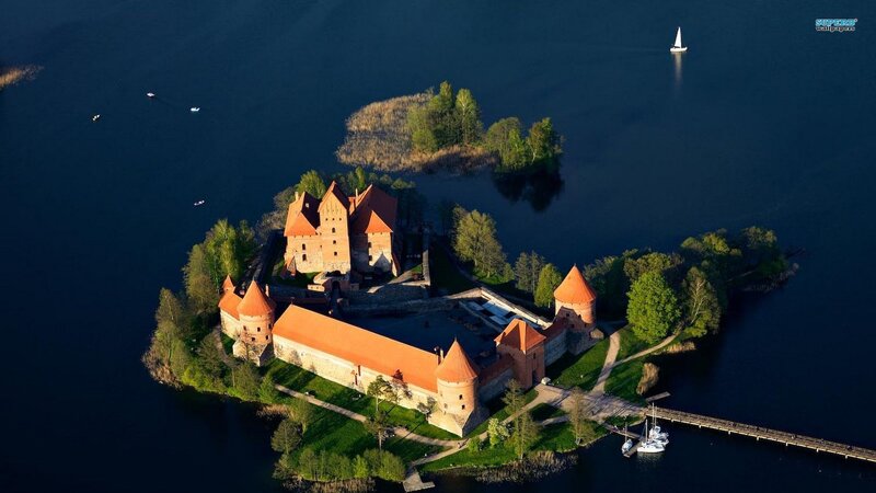 Castle on a Lake Island — Blue, Serene