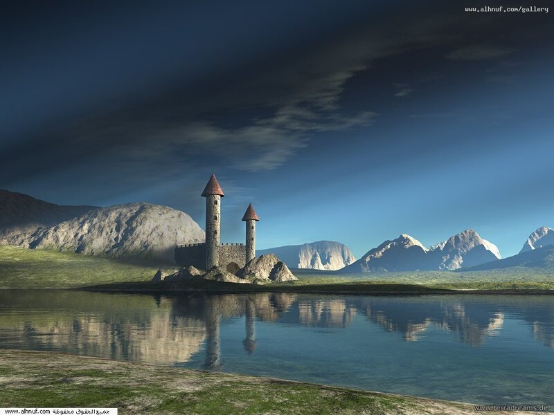 Castle on a Lake Island — Blue