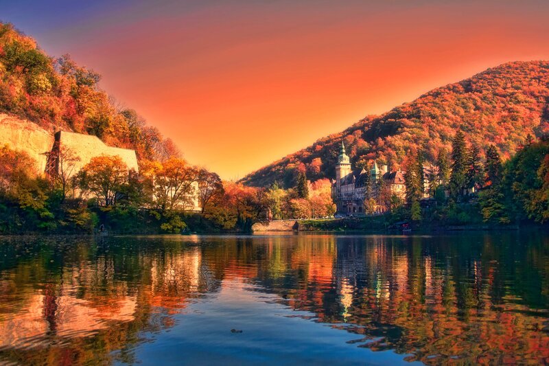 Castle on a Lake — Orange, Serene