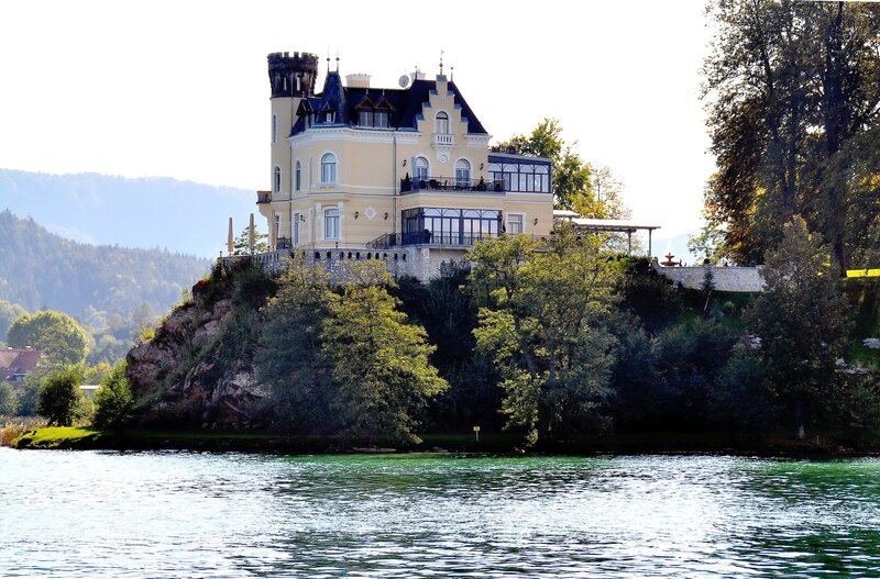 Castle on a lakeside cliff