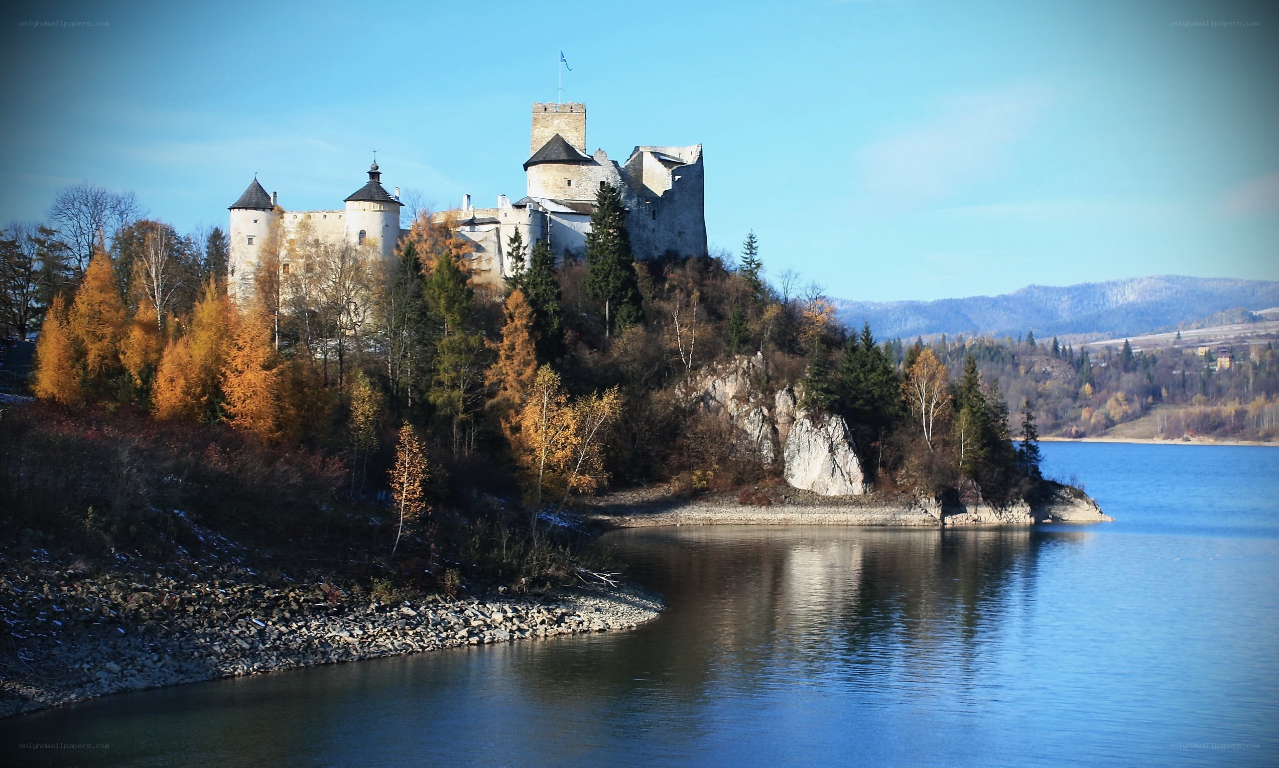 Castle on a lakeside hill