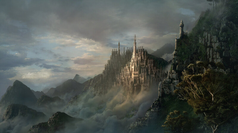 Castle on a misty mountain