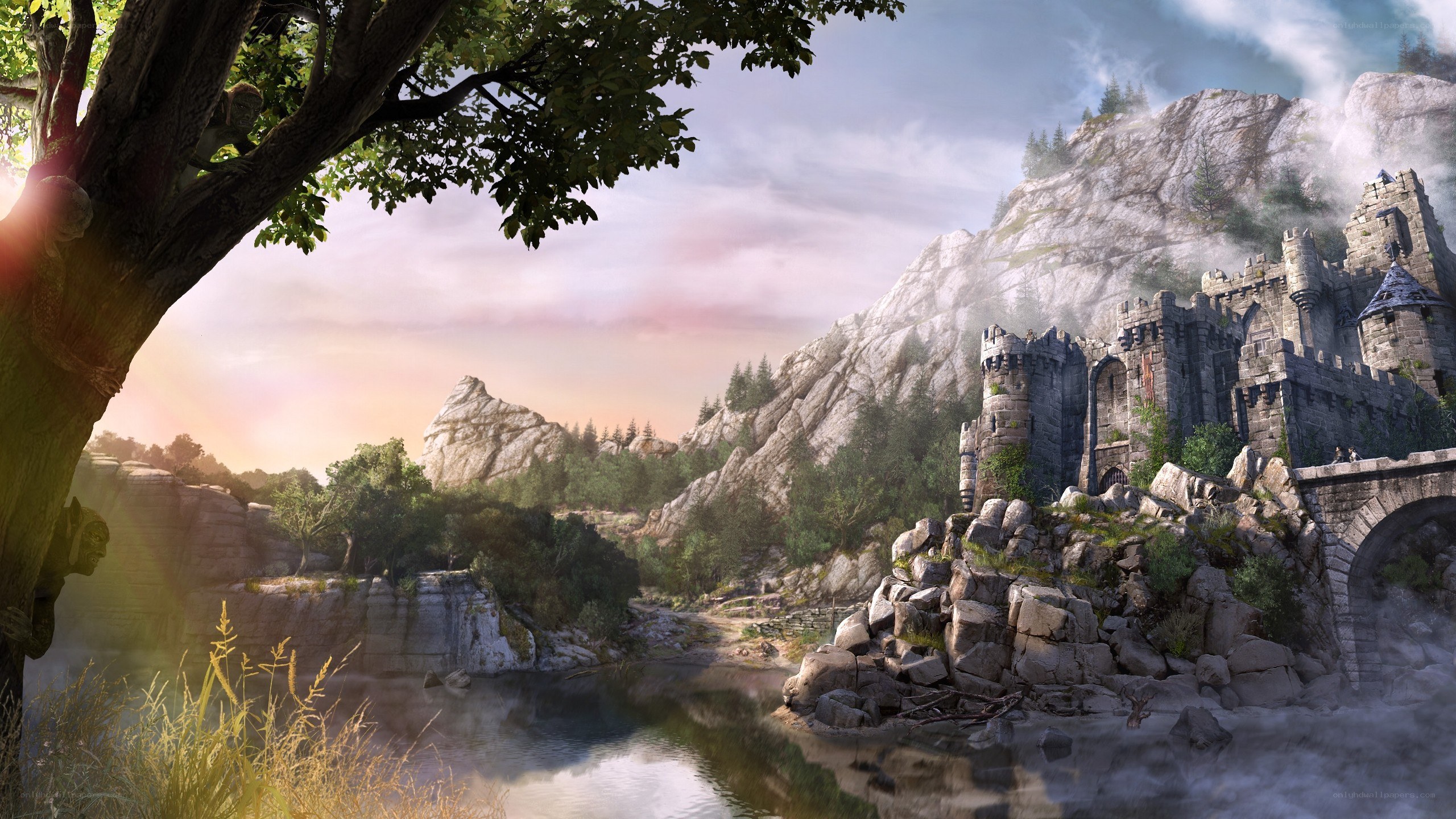 Castle on a misty mountain