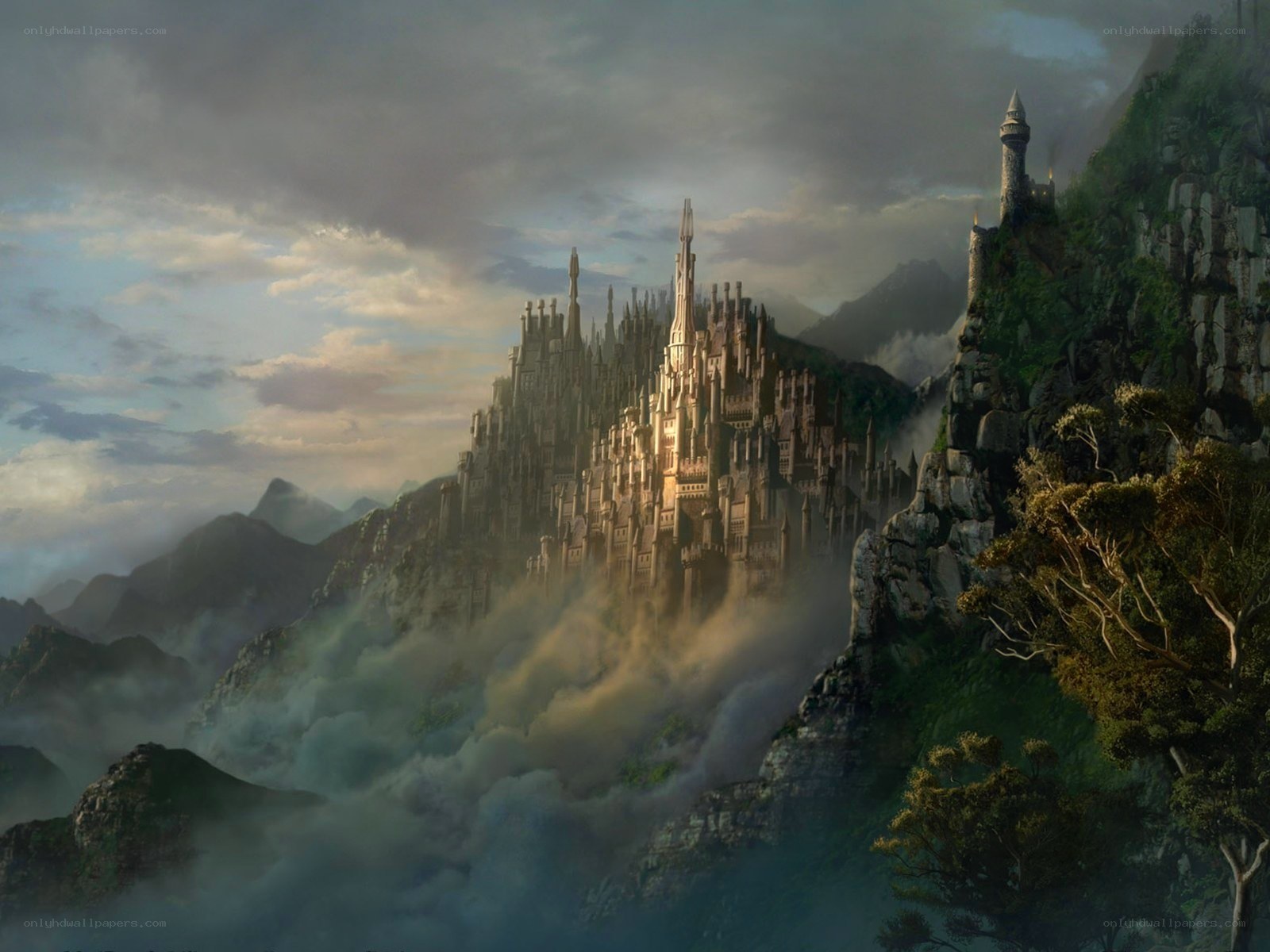 castle on a misty mountain