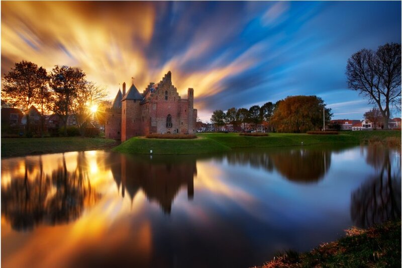 Castle on a Moat — Blue, Dramatic