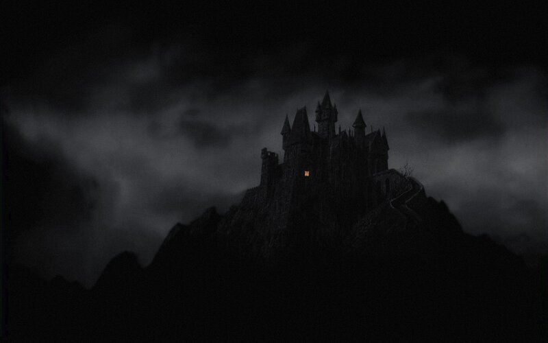 Castle on a Mountain — Black, Dark, Mysterious