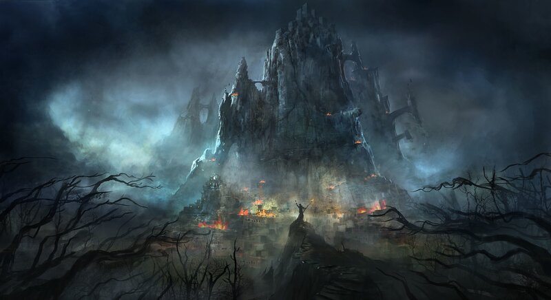Castle on a Mountain — Black, Dramatic