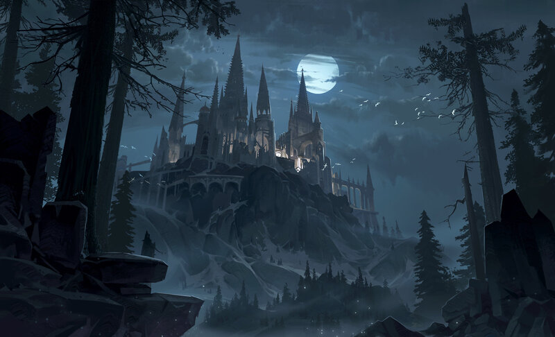 Castle on a Mountain — Blue, Mysterious