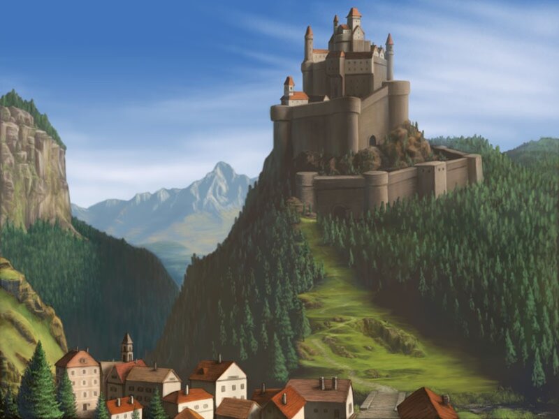 Castle on a Mountain — Blue, Serene, Afternoon