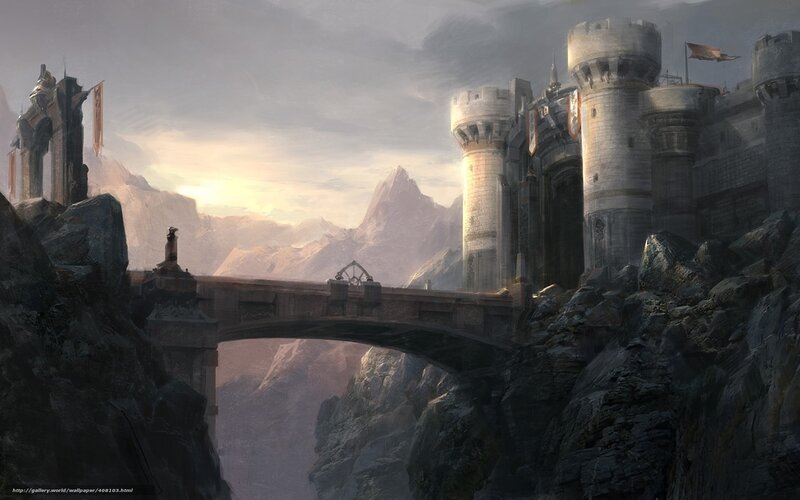 castle on a mountain bridge