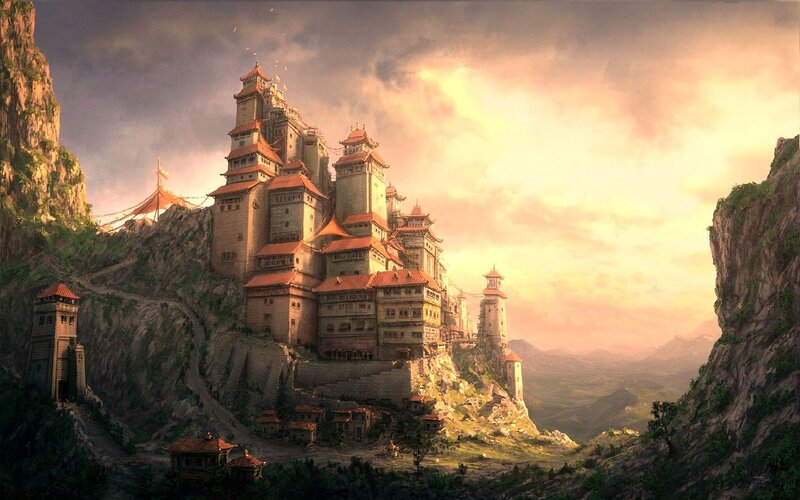 castle on a mountain cliff