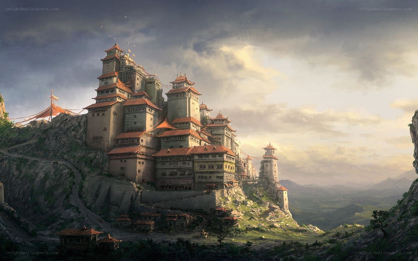 castle on a mountain cliff