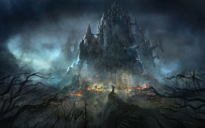 Castle on a Mountain — Gray, Dark