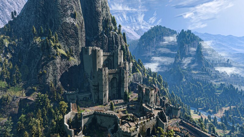 Castle on a Mountain — Gray, Dramatic, Afternoon, 3d Render