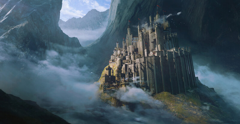Castle on a Mountain — Gray, Dramatic, Morning