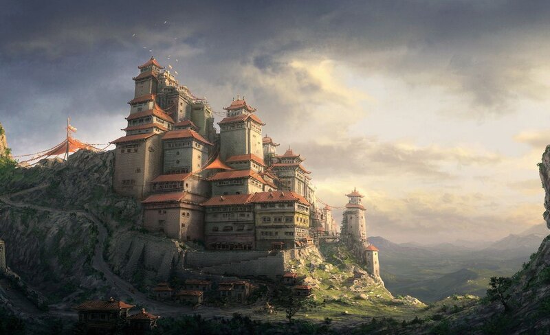 Castle on a Mountain — Gray, Dramatic