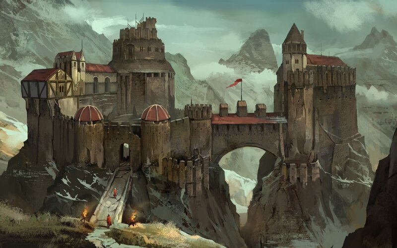 Castle on a Mountain — Gray, Dramatic, Winter
