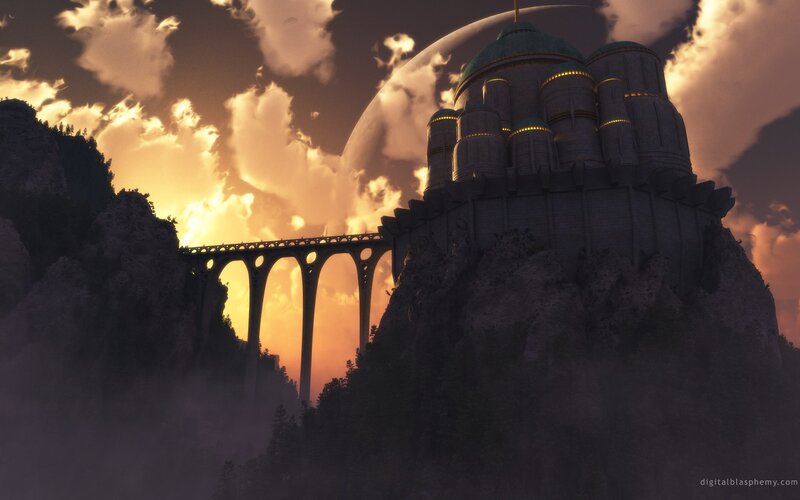 Castle on a Mountain — Orange, Dramatic