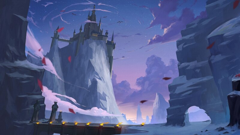 Castle on a Mountain — Purple, Dramatic, Night