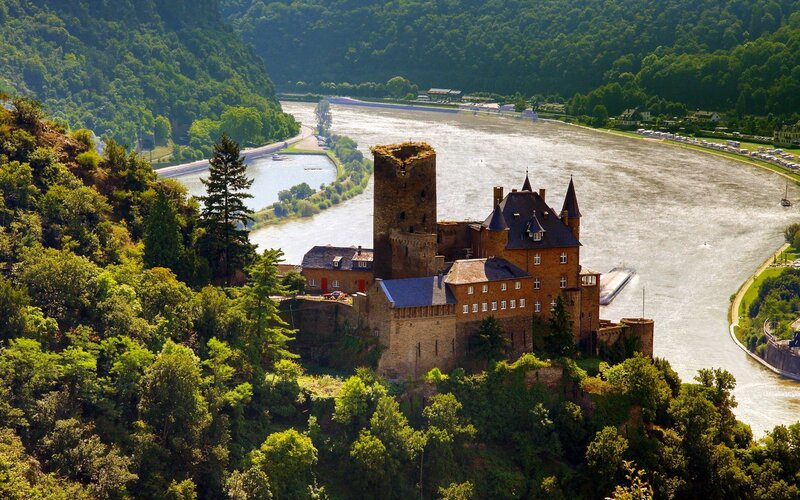 castle on a river bend