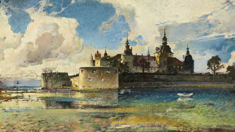 Castle on a River — Blue, Dramatic, Afternoon
