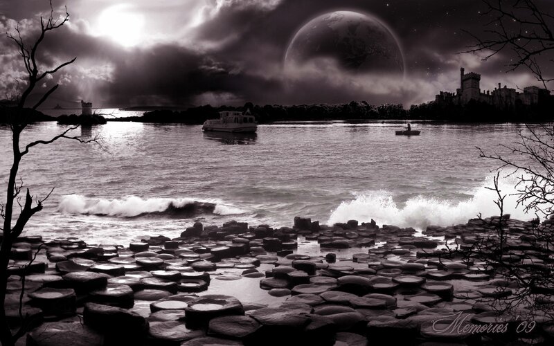 Castle on a Riverbank — Black