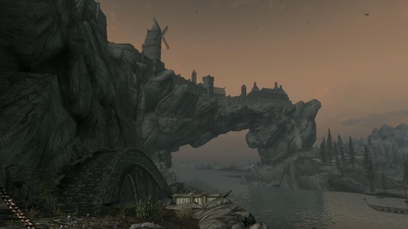 castle on a rock arch