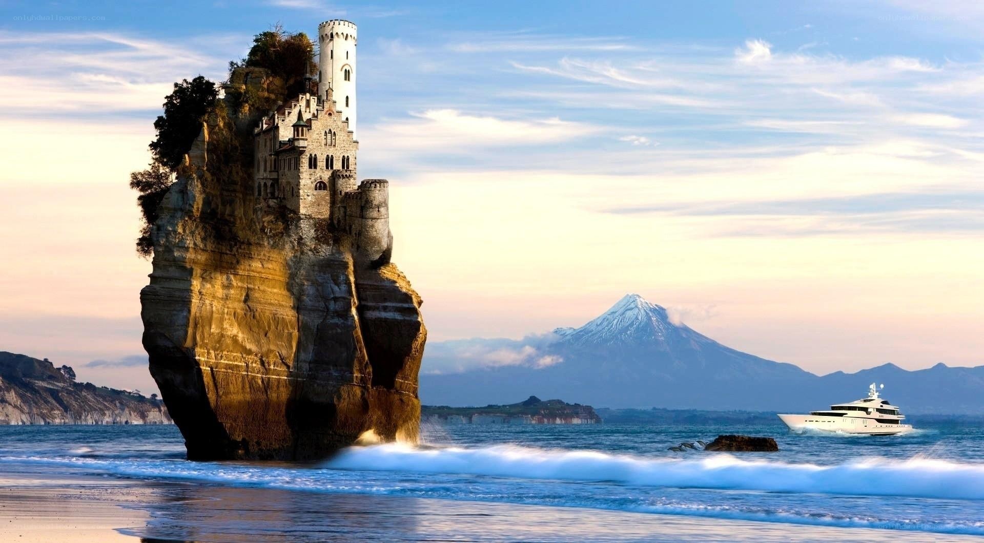 Castle on a rock at sunset