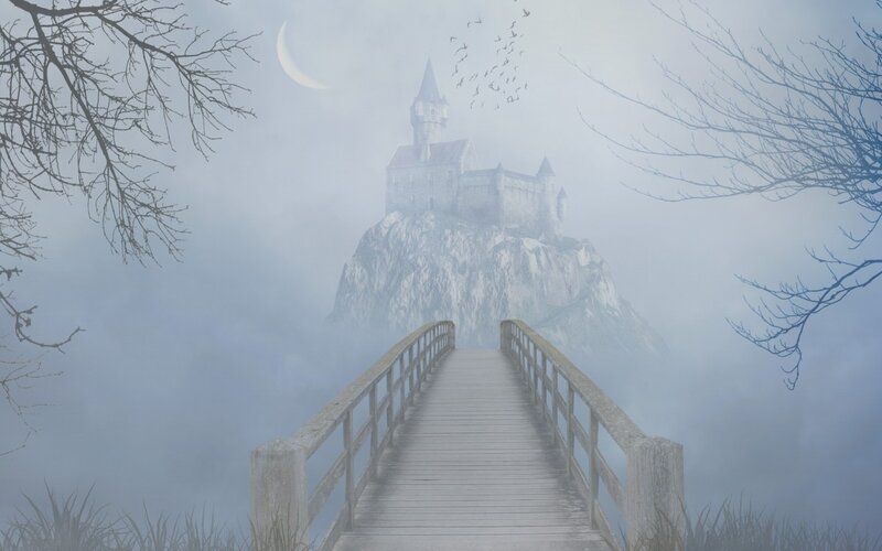 Castle on a Rock — Gray, Mysterious