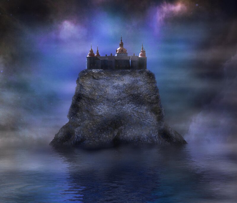 Castle on a Rock Island — Blue