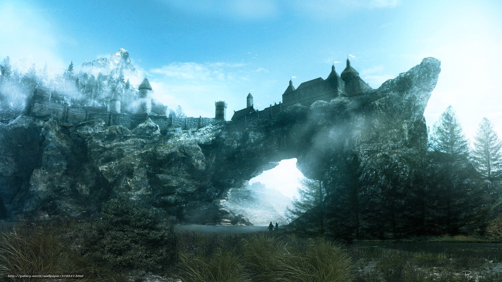 castle on a rocky arch