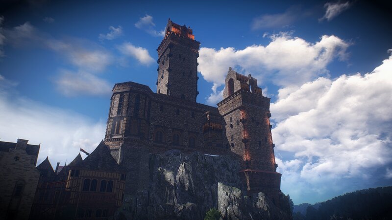 Castle on a Rocky Cliff — Blue, Dramatic, Afternoon