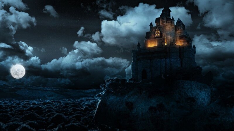 Castle on a Rocky Cliff — Blue, Dramatic