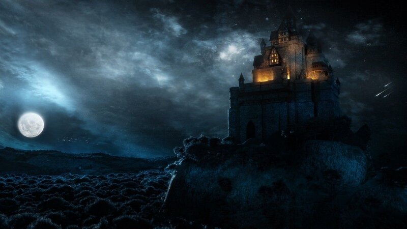 Castle on a Rocky Cliff — Blue