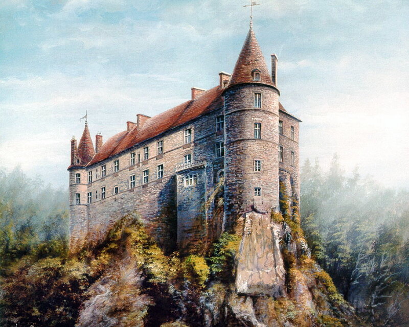 Castle on a Rocky Cliff — Brown