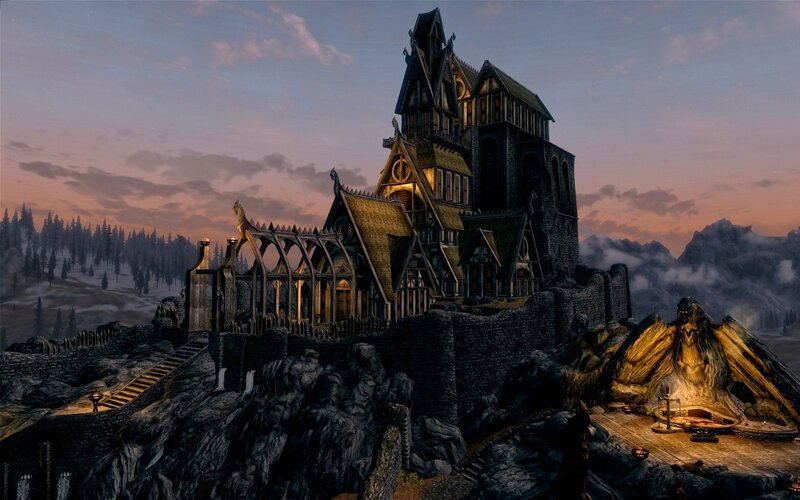Castle on a Rocky Cliff — Gray