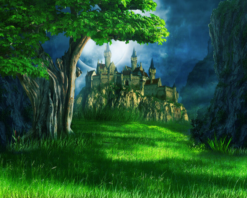 Castle on a Rocky Cliff — Green