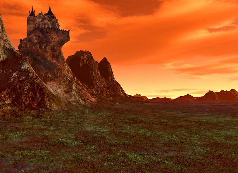 Castle on a Rocky Cliff — Orange