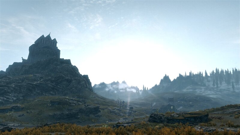 Castle on a Rocky Hill — Gray, Serene, Morning